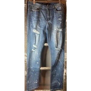 Nineteen 91 Distressed Paint Splatter Jeans Stylish Modern Fashion Denim Pants